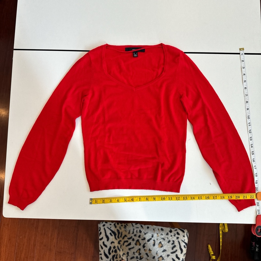Vero Moda Bright Red V-Neck Sweater